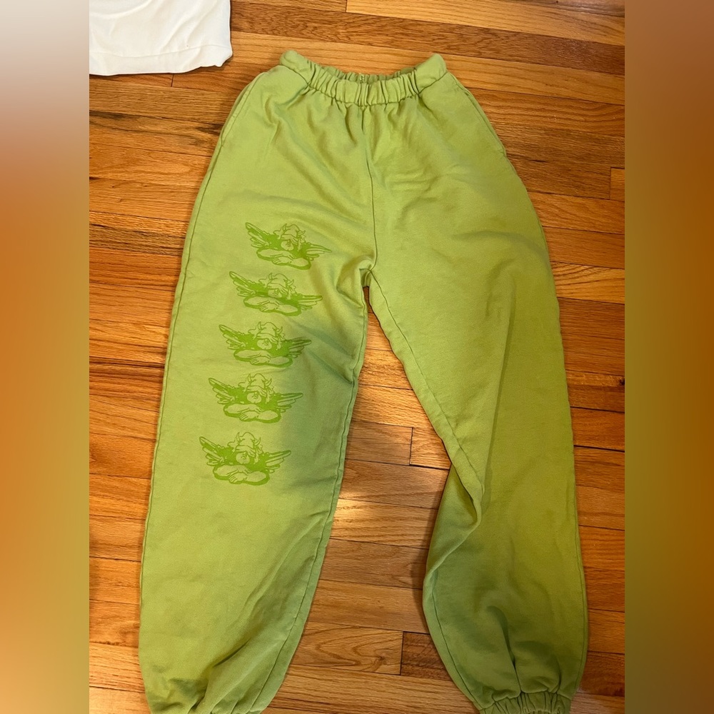 Boys Lie Lime Green Angel Graphic Joggers